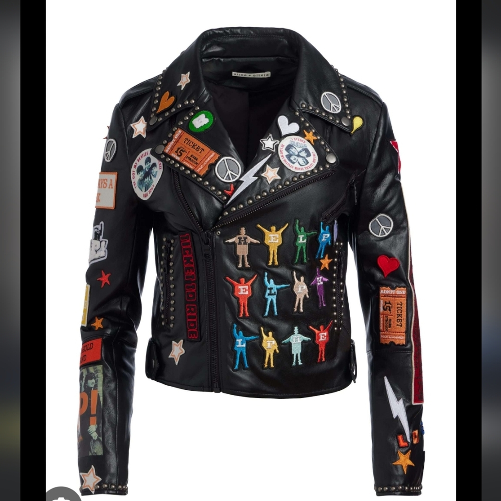 Alice + Olivia x The Beatles Vegan Leather Jacket with tags